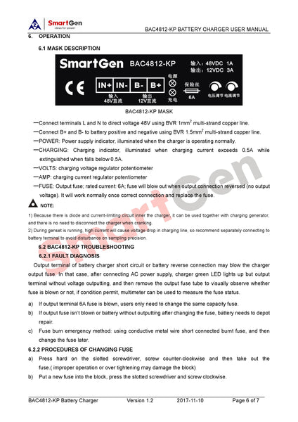 SmartGen BAC4812-KP Battery Charger