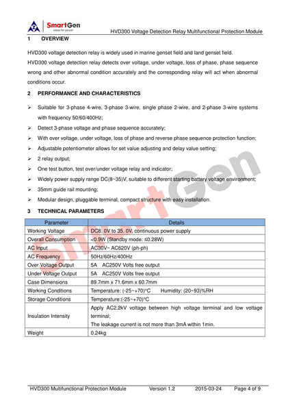 SmartGen HVD300 Voltage Detection Module