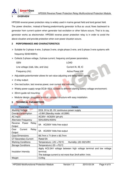 SmartGen HPD300 Reverse Power Protection Module