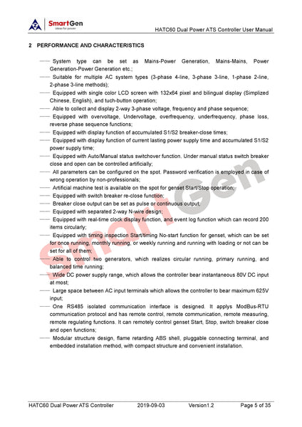 SmartGen HATC60 ATS controller designed for Socomec ATS